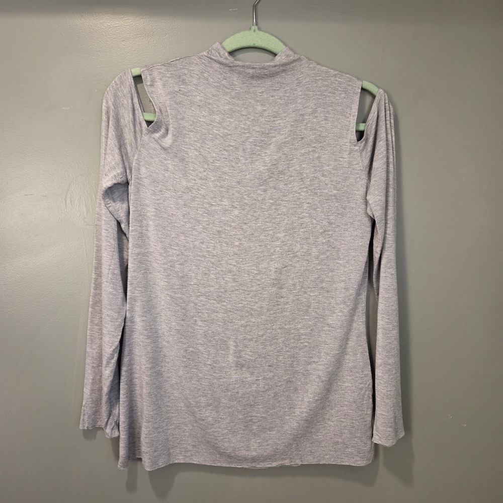 Bailey 44 Women's Cold Shoulder Long Sleeve Shirt Jersey Knit, Size L,‎ Gray